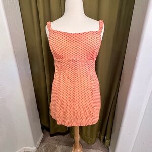70s Retro Coral Sleeveless Dress